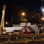Obras de construcción de una carretera en Madrid