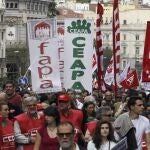 Asistentes a la manifestación que ha recorrido el centro del Madrid.