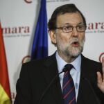 El presidente del Gobierno, Mariano Rajoy, durante su intervención en la inauguración de la jornada «Crecimiento empresarial y competitividad».