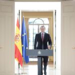 Mariano Rajoy, ayer, en Moncloa donde hizo el balance del año