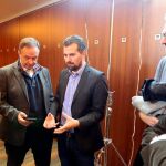 Tudanca conversa con los directores de medios de comuicación Ignacio Fernández (Onda Cero); Gorka Ruiz (Efe); Luis Miguel Torres (Ical) y José Luis Martín (ABC)
