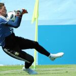 Franco Armani, durante un entrenamiento con la selección argentina