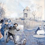 Ramon Casas en el Moulin de la Galette, por Opisso