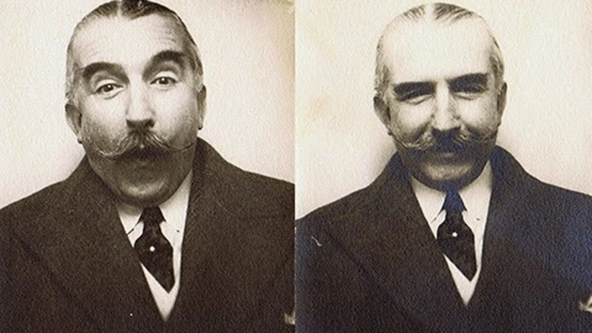 Pedro Muñoz Seca, autor de «La venganza de don Mendo», exhibe toda suerte de poses histriónicas en esta sesión de «fotomatón» de los años 20