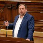 Junqueras, durante la celebración del pleno en el Parlament de esta semana.