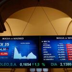 Varias pantallas de la bolsa de Madrid