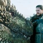 Jon Nieve con uno de los dragones