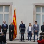 El presidente de Parlament durante la declaración institucional