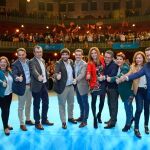 Pablo Casado proclamó ayer a Fernando López Miras y a José Ballesta candidatos del PP a presidir la Comunidad y encabezar la lista municipal en Murcia, respectivamente. Al acto acudió también el secretario general, Teodoro García. LA RAZÓN
