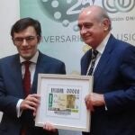 El ministro del Interior y el vicepresidente ejecutivo de la Fundación ONCE presentan en Badajoz el cupón conmemorativo de la Virgen del Pilar, Patrona de la Guardia Civil