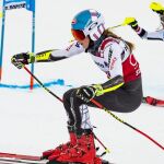 Mikaela Shiffrin durante la prueba de slalom paralelo