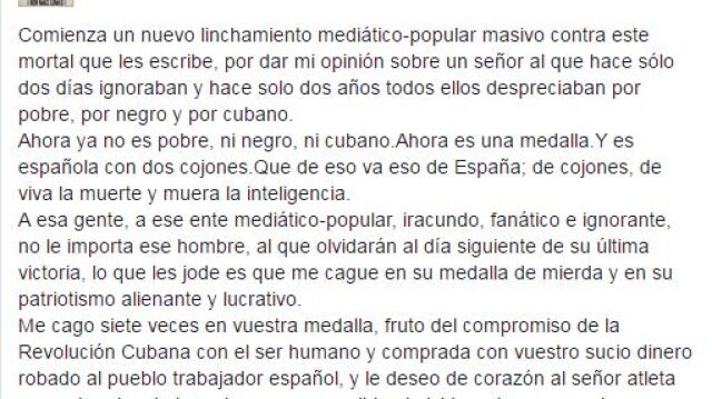 Willy Toledo se «caga» en la medalla de Orlando Ortega al que califica de «gusano»