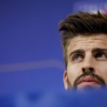 El defensa de la selección española de fútbol Gerard Piqué, durante la rueda de prensa de hoy en Turín, previa al segundo partido de clasificación para el Mundial 2018