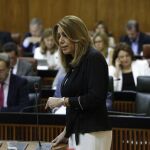 La presidenta de la Junta de Andalucía, Susana Díaz, en el Parlamento andaluz