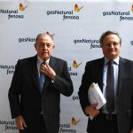 El presidente del Grupo Gas Natural, Salvador Gabarro y su consejero delgado, Rafael Villaseca