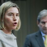 La jefa de la diplomacia europea, Federica Mogherini, tras el anuncio de Erdogan