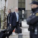 El considerado número dos de la trama Gürtel y ex secretario general del PP gallego, Pablo Crespo, a su llegada a la sede de la Audiencia Nacional en San Fernando de Henares.