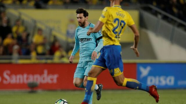 Leo Messi durante el partido contra la UD Las Palmas en Gran Canaria