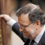 Mariano Rajoy, ayer cuando iba a subir a la tribuna para dar su discurso