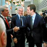 Adolfo Suárez Illana, en la imagen, junto a Pablo Casado y Ángel Garrido, es uno de los nombres que ha sonado con más fuerza como posible candidato