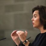 Soraya Sáenz de Santamaría, durante la rueda de prensa posterior al Consejo de Ministros.