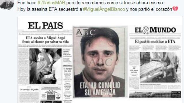 Twitter se vuelca con el aniversario de Miguel Ángel Blanco