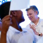 Juan Manuel Santos, durante un acto oficial este viernes en Cartagena