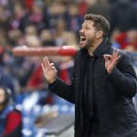 El técnico argentino del Atlético de Madrid, Diego Pablo Simeone, durante el encuentro