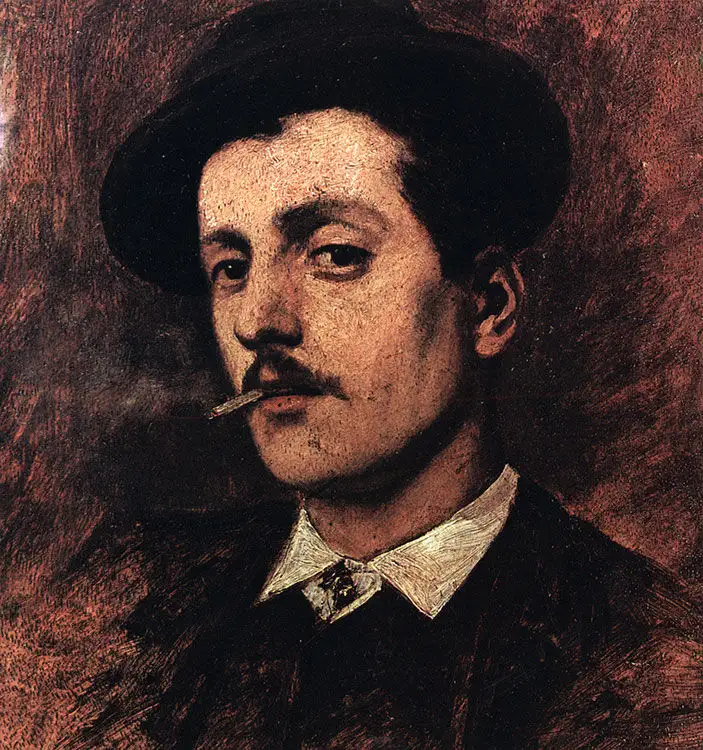 El compositor italiano Giacomo Puccini, con ademán escéptico
