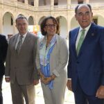 El presidente de Iberdrola, Ignacio Sánchez Galán, el rector de la Universidad de Salamanca, Ricardo Rivero, y la secretaria general Iberoamericana, Rebeca Grynspan, participan en la ceremonia inaugural de la Conferencia Iberoamericana sobre Objetivos de Desarrollo Sostenible, organizada por Iberdrola y por la Usal en su VIII Centenario