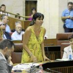 En la imagen, la portavoz habitual del Grupo de Podemos en el Parlamento, Teresa Rodríguez