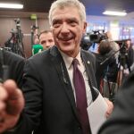 Ángel María Villar, a la salida de la conferencia de prensa que ofreció ayer en Madrid