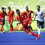 Selección española de Hockey durante su partido de cuartos