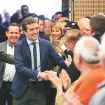 El presidente del PP, Pablo Casado, ayer tras la presentación de los candidatos del PP en Baleares
