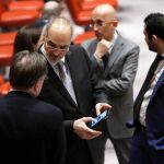 El embajador sirio en Naciones Unidas, Bashar al-Jaafari, durante la reunión del Consejo de Seguridad