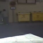 El hombre en el momento en que tiró al perro a la basura