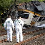 Imagen del convoy accidentado hoy en O Porriño