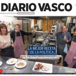Portada de El Diario Vasco donde aparecen Mendia y Otegi junto a Ortuzar (PNV) y Lander Martínez (Podemos Euskadi)