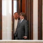 Carles Puigdemont y Oriol Junqueras, presidente y vicepresidente de la Generalitat de Cataluña
