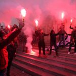 Manifestación en Túnez celebrando la caída de Ben Ali en 2011