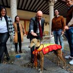 El presidente de la Diputación de Valladolid, Jesús Julio Carnero, recibe a la ganadora del LXXXI Campeonato de España de Galgos en campo, Pelaya de Safesa