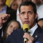 Juan Guaidó durnate su intervención hoy en Caracas/Ap