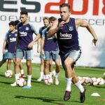 Arthur, en un entrenamiento del Barcelona