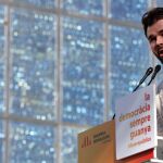Gabriel Rufían, durante el acto de campaña de hoy