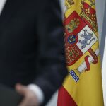 El presidente del Gobierno, Mariano Rajoy, tras el Consejo de Ministros que aprobó el 155