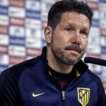 Simeone, en la sala de prensa del Vicente Calderón