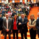 Nacho Álvarez, Reyes Maroto, Pilar del Olmo y Luis Garicano, ante sdel debate junto a Gonzalo González y José Antonio Sanz