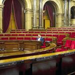 El vicepresidente de la Generalitat Oriol Junqueras, ocupa su escaño