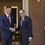 Imagen del encuentro entre Sánchez y Torra