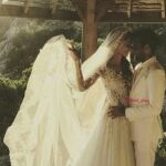 Dani Alves y Joana Sanz, de blanco, en su boda.